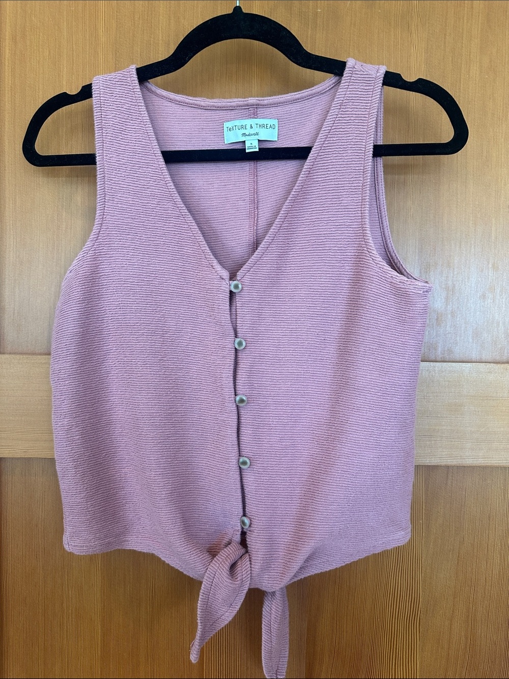 Madewell Pink Knit Tank with Buttons